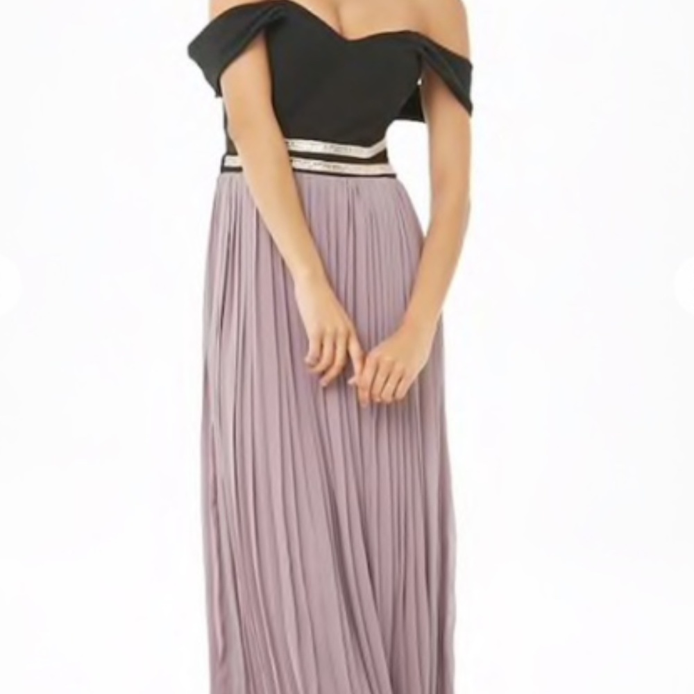 Soieblu Pelated Off The Shoulder Combo Gown